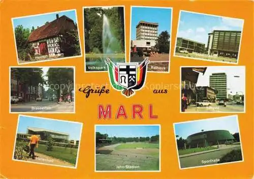 AK / Ansichtskarte  Marl__Recklinghausen_NRW Heimatmuseum Volkspark Rathaus Stadttheater Brassertstrasse Hallenbad Jahn-Stadion Sporthalle