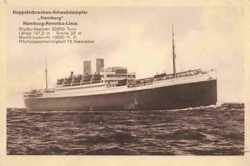 AK / Ansichtskarte  Dampfer_Oceanliner HAMBURG Hamburg Amerika Linie