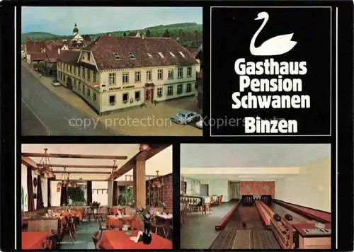 AK / Ansichtskarte  Binzen__Baden Gasthaus Pension Schwanen Gastraum Kegelbahn