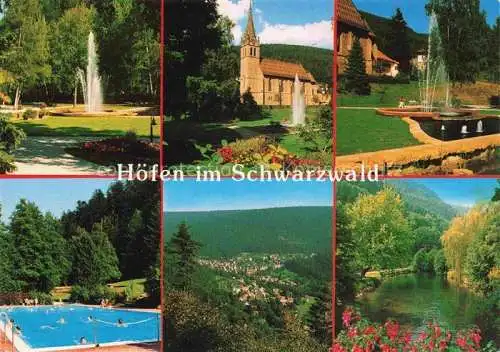 AK / Ansichtskarte  Hoefen__Enz Teilansichten Erholungsort im Schwarzwald Blick zur Kirche Freibad