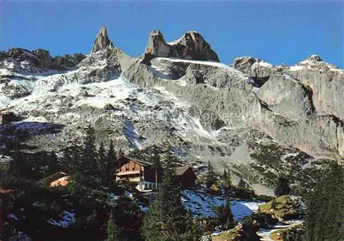 AK / Ansichtskarte  Lindauerhuette_1770m_Gauertal_Vorarlberg_AT mit Drei Tuerme und Drusenfluh