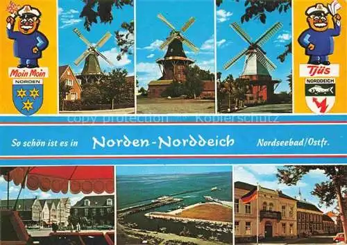 AK / Ansichtskarte  Norden__Norddeich_Nordseebad Windmuehlen Ortsmotive Fliegeraufnahme