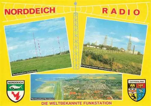 AK / Ansichtskarte  Norddeich__Norden_Nordseebad Norddeich Radio Sendestation Osterloog Empfangsstation Utlandshoern Fliegeraufnahme