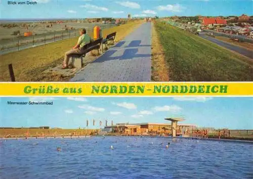 AK / Ansichtskarte  Norden__Norddeich_Nordseebad Strand Promenade Meerwasser Schwimmbad