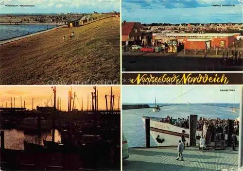 AK / Ansichtskarte  Norddeich__Norden_Nordseebad Panorama Camping Norddeich Fischerhafen Faehranleger