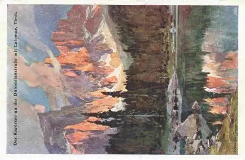 AK / Ansichtskarte  Compton_Edward_Harrison_Kuenstlerkarte Der Karersee Dolomitenstrasse Latemar Tirol