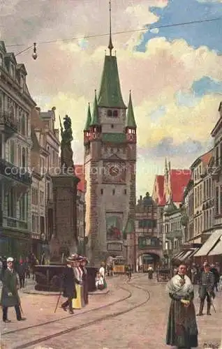 AK / Ansichtskarte  Hoffmann__Heinrich_Kuenstlerkarte_Sueddeutschland_Alsace Freiburg i. Br. Kaiserstrasse Martinstor