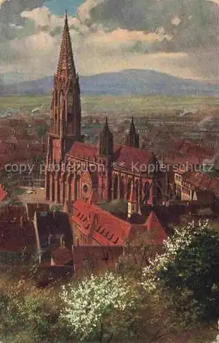 AK / Ansichtskarte  Hoffmann__Heinrich_Kuenstlerkarte_Sueddeutschland_Alsace Freiburg i. Br. Das Muenster von Schlossberg gesehen