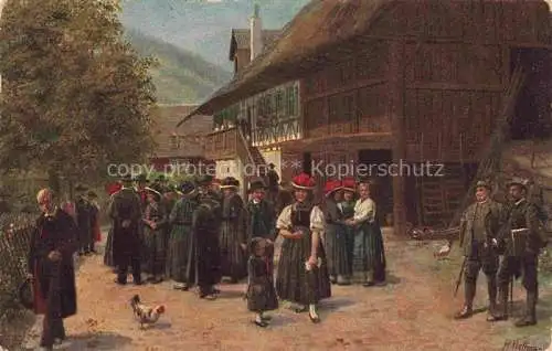 AK / Ansichtskarte  Hoffmann__Heinrich_Kuenstlerkarte_Sueddeutschland_Alsace Nach der Kirche