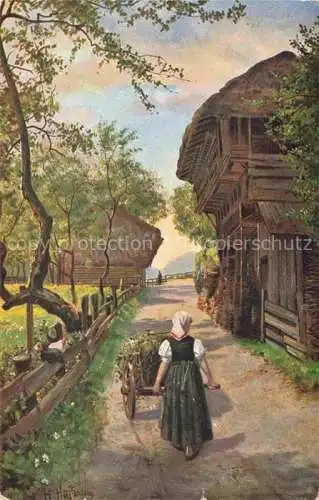 AK / Ansichtskarte  Hoffmann__Heinrich_Kuenstlerkarte_Sueddeutschland_Alsace Dorfstrasse im Oberprechttal