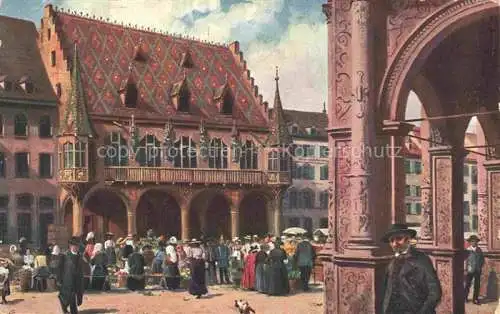 AK / Ansichtskarte  Hoffmann__Heinrich_Kuenstlerkarte_Sueddeutschland_Alsace Freiburg i. Br. Muensterplatz Kaufhaus