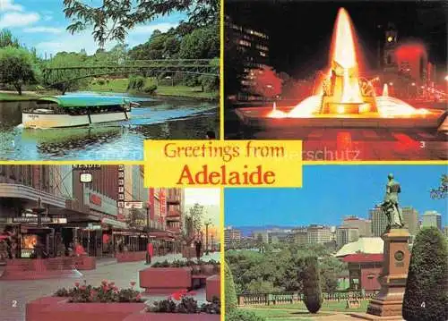 AK / Ansichtskarte  Adelaide_Australia Popeye on River Torrens Rundle Mall Victoria Square Fountain Statie of Colonel Light