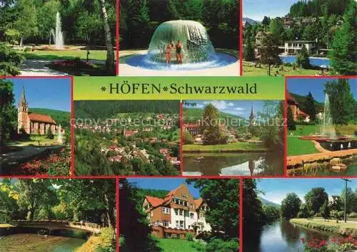 AK / Ansichtskarte  Hoefen__Enz Park Massagesprudel Freibad Kirche Panorama Fontaene Enzpartie