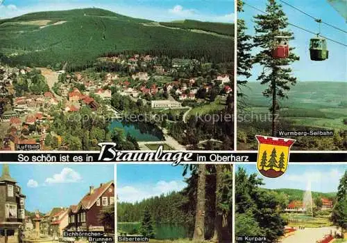 AK / Ansichtskarte  Braunlage Fliegeraufnahme Wurmberg Seilbahn Eichhoernchen Brunnen Silberteich Kurpark