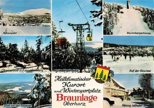 AK / Ansichtskarte  Braunlage Panorama Wurmberg Seilbahn Wurmbergschanze Skiwiese Herzog Wilhelm Strasse Panorama