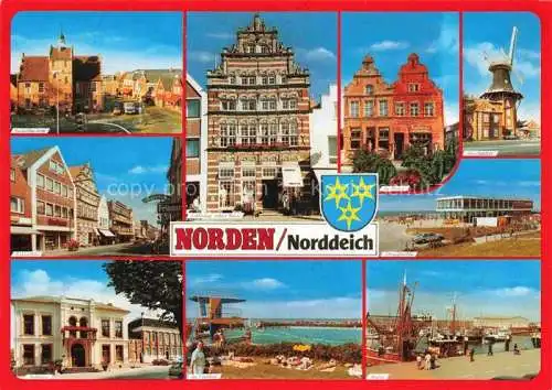 AK / Ansichtskarte  Norden__Norddeich_Nordseebad Heimatmuseum Osterstrasse Rathaus Schoeningsches Haus Freibad Markt Deichmuehle Strandhalle