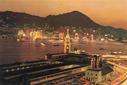 AK / Ansichtskarte  Kowloon_Hong-Kong Canton Railway Station by night