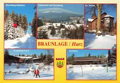 AK / Ansichtskarte  Braunlage Wurmberg Seilbahn Panorama Ev Kirche Kurgastzentrum Kurhaus