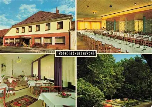 AK / Ansichtskarte  Bremervoerde Hotel Schuetzenhof Gastraum Festsaal Garten Park