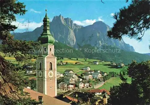 AK / Ansichtskarte  Kastelruth_Castelrotto_Salten_Schlern_Suedtirol_IT mit Kirche und Schlern