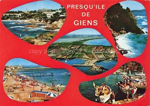 AK / Ansichtskarte  Presqu_Ile-de-Giens_83_Var Hopital Renee Sabran Rochers et l'Ile Plage de la Capte La Tour Fondue 