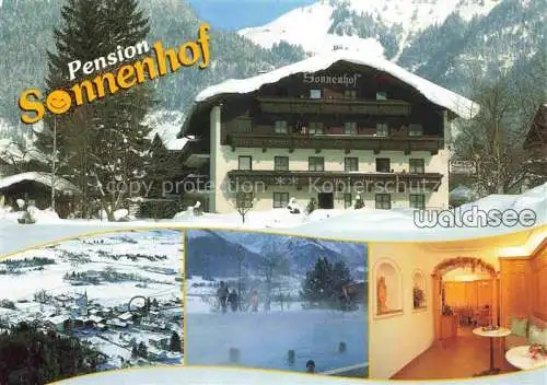 AK / Ansichtskarte  Walchsee_Tirol_AT Pension Sonnenhof Gastraum beh Freibad Fliegeraufnahme