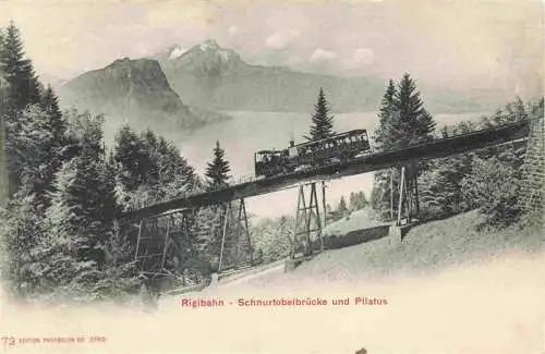 AK / Ansichtskarte  Rigibahn_Zahnradbahn_Eisenbahn_SZ Schnurtobelbruecke und Pilatus Schweiz