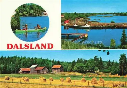 AK / Ansichtskarte  Dalsland Landschaftspanorama Kanufahren Seenlandschaft Landwirtschaft