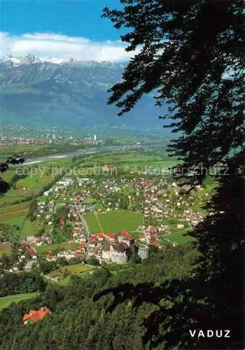 AK / Ansichtskarte  Vaduz_Liechtenstein_FL Panorama Blick ins Tal Schloss Rheintal Saentis