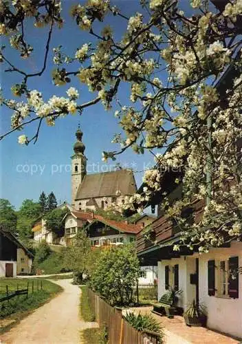 AK / Ansichtskarte  Anger_Bad_Reichenhall Ortsmotiv mit Kirche Baumbluete