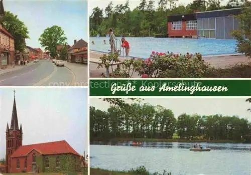 AK / Ansichtskarte  Amelinghausen_Lueneburger_Heide Hauptstrasse Waldbad Kirche Lopau-Stausee