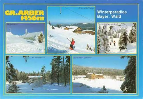 AK / Ansichtskarte  Grosser_Arbersee_Bayerisch_Eisenstein_Bayern Winterparadies im Bayerischen Wald Arberseehaus Sporthotel Brennes Arberschutzhaus Skilift