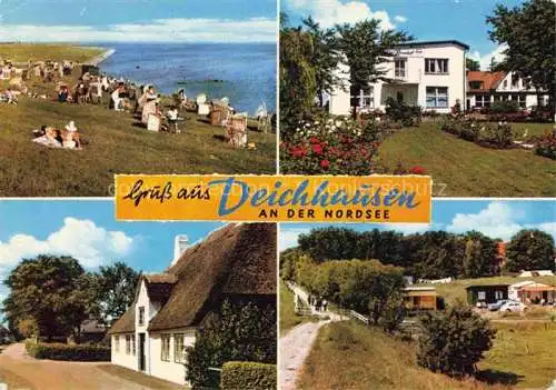 AK / Ansichtskarte  Deichhausen_Buesum_Nordseebad Kuestenpanorama Reetdachhaus Bungalows Hotel