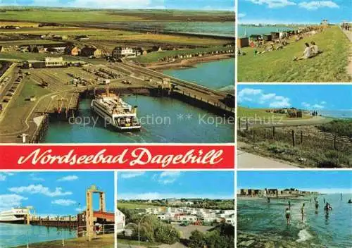 AK / Ansichtskarte  Dagebuell Panorama Nordseebad Hafen Faehre Deich Promenade Campingplatz