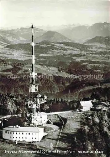 AK / Ansichtskarte  Bregenz_Vorarlberg_Bodensee Pfaendergipfel mit Fernsehturm Alpenpanorama