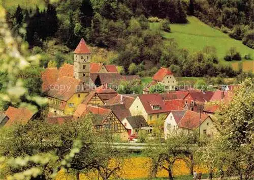 AK / Ansichtskarte  Detwang_Rothenburg_Tauber Ortsansicht mit Kirche ehemaliges Reichsdorf