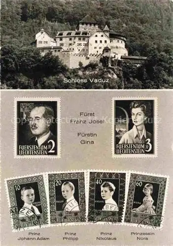 AK / Ansichtskarte  Vaduz_Liechtenstein_FL Schloss Fuerst Franz Josef Fuerstin Gina Prinzen Prinzessin Sondermarken