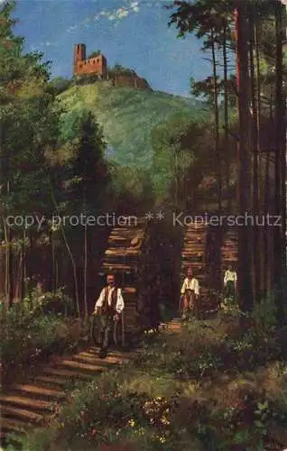 AK / Ansichtskarte  Hoffmann__Heinrich_Kuenstlerkarte_Sueddeutschland_Alsace Holzschliffer bei der Ruine Spesburg