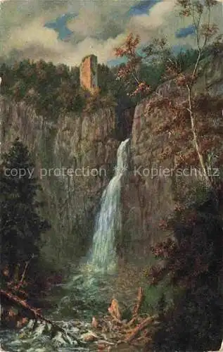 AK / Ansichtskarte  Hoffmann__Heinrich_Kuenstlerkarte_Sueddeutschland_Alsace Burg Nideck mit Wasserfall