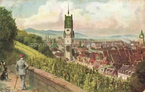 AK / Ansichtskarte  Hoffmann__Heinrich_Kuenstlerkarte_Sueddeutschland_Alsace Freiburg i. Fr. vom Schlossberg gesehen