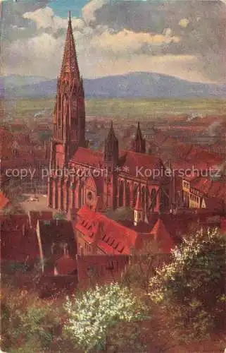 AK / Ansichtskarte  Hoffmann__Heinrich_Kuenstlerkarte_Sueddeutschland_Alsace Freiburg i. Fr. Das Muenster vom Schlossberg gesehen