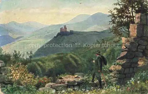 AK / Ansichtskarte  Hoffmann__Heinrich_Kuenstlerkarte_Sueddeutschland_Alsace Blick von der Ruine Hohandlau auf die Spesburg 