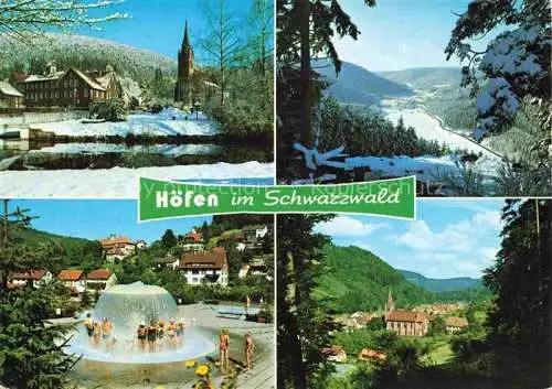 AK / Ansichtskarte  Hoefen__Enz Panorama Luftkurort im Schwarzwald Blick zur Kirche Freibad Massagepilz