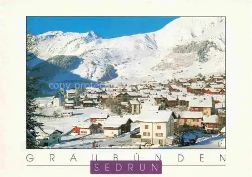 AK / Ansichtskarte  Sedrun_Surselva_GR Stadtpanorama im Winter