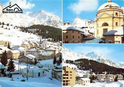 AK / Ansichtskarte  San_Bernardino_1630m_Moesa_GR Ortsansichten Kirche Winterpanorama Alpen