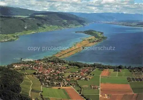 AK / Ansichtskarte  Erlach_Bielersee_BE Panorama mit St. Petersinsel