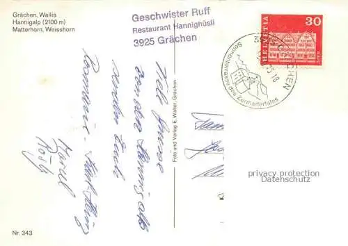AK / Ansichtskarte  Graechen_Visp_VS Hannigalp Matterhorn Weisshorn Gondellift
