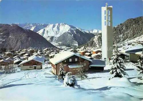 AK / Ansichtskarte  Verbier_VS Eglise cath et le massif du Trient