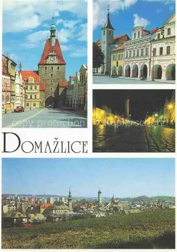 AK / Ansichtskarte  Domazlice_Domazlic_Taus_Plzen_CZ Stadttor Rathaus Strassenpartie