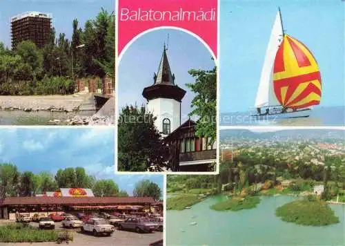 AK / Ansichtskarte  Balatonalmadi_HU Hotel Aussichtsturm Segeln Restaurant Fliegeraufnahme